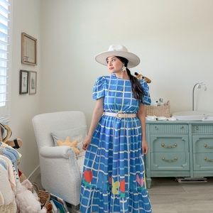 Floral, gingham maxi dress